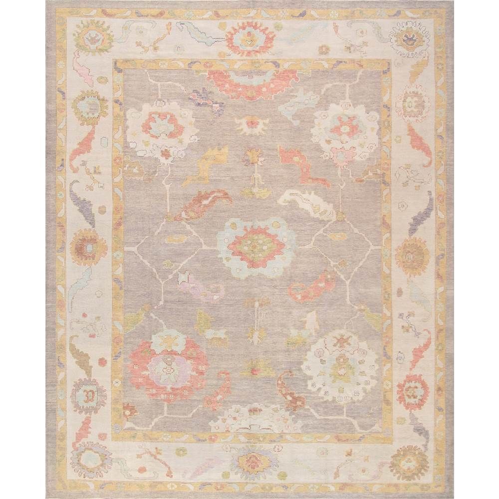 Oushak Hand-Knotted Mocha Wool Area Rug-11'10'' X 14' 4''
