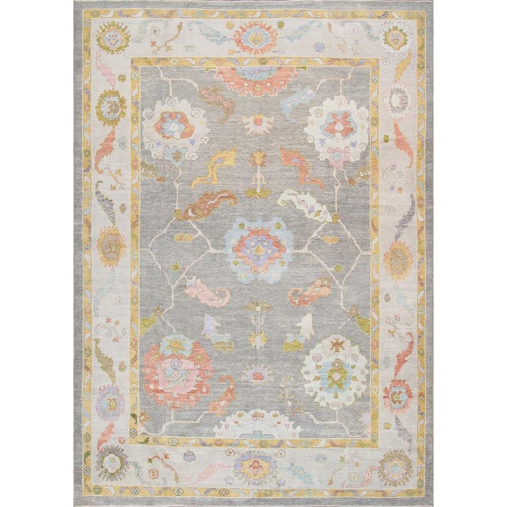 Oushak Hand-Knotted Grey Wool Area Rug-9' 9'' X 13' 8''