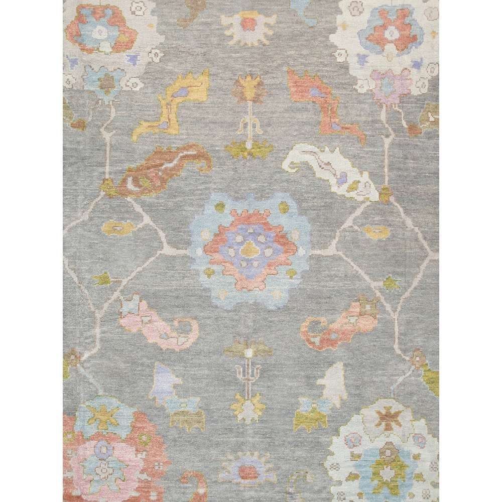 Oushak Hand-Knotted Grey Wool Area Rug-9' 9'' X 13' 8''