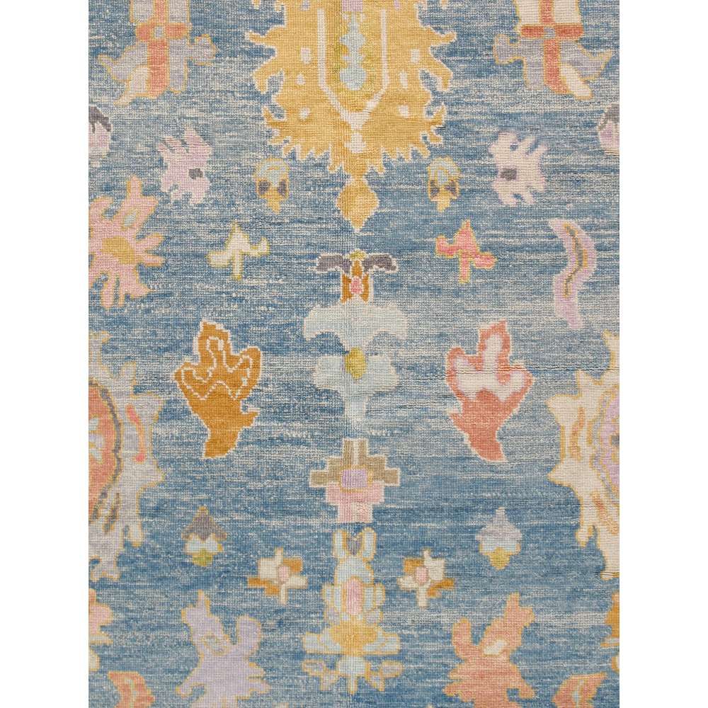 Oushak Hand-Knotted L. Blue Wool Area Rug-9'10'' X 13' 1''