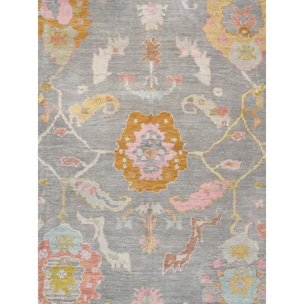 Oushak Hand-Knotted Taupe Wool Area Rug-11' 6'' X 14' 6''