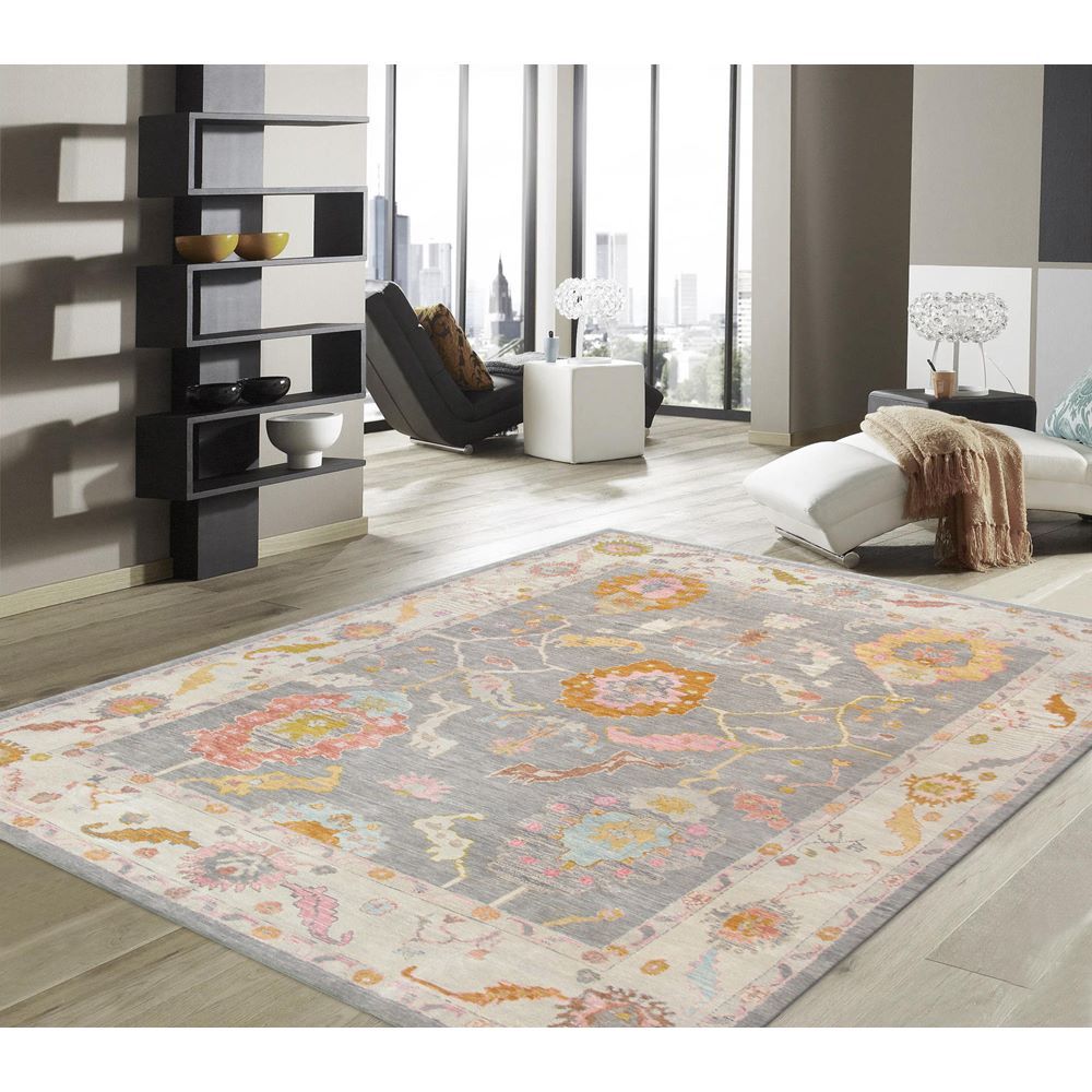 Oushak Hand-Knotted Taupe Wool Area Rug-11' 6'' X 14' 6''