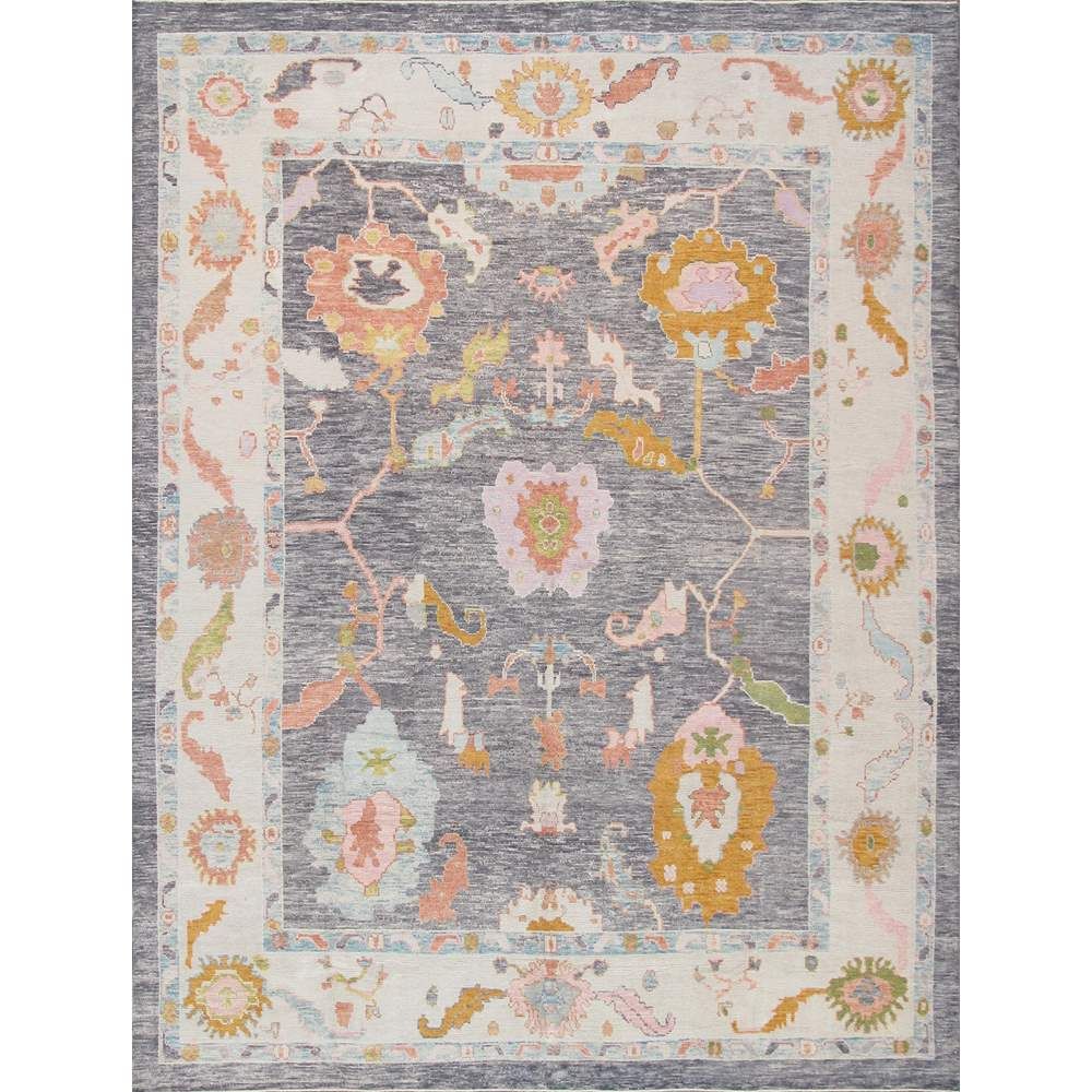 Hand-Knotted Grey Wool Area Rug-10' 0'' X 13' 2''