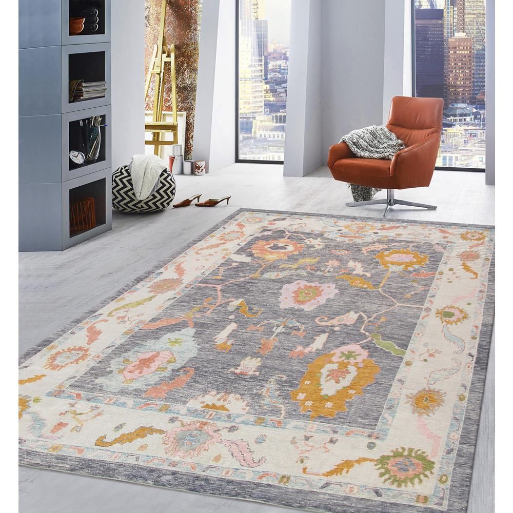 Hand-Knotted Grey Wool Area Rug-10' 0'' X 13' 2''