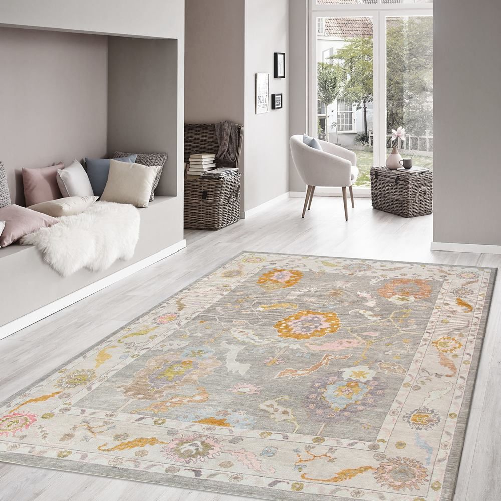 Hand-Knotted Taupe Wool Area Rug-9'10'' X 13' 5''