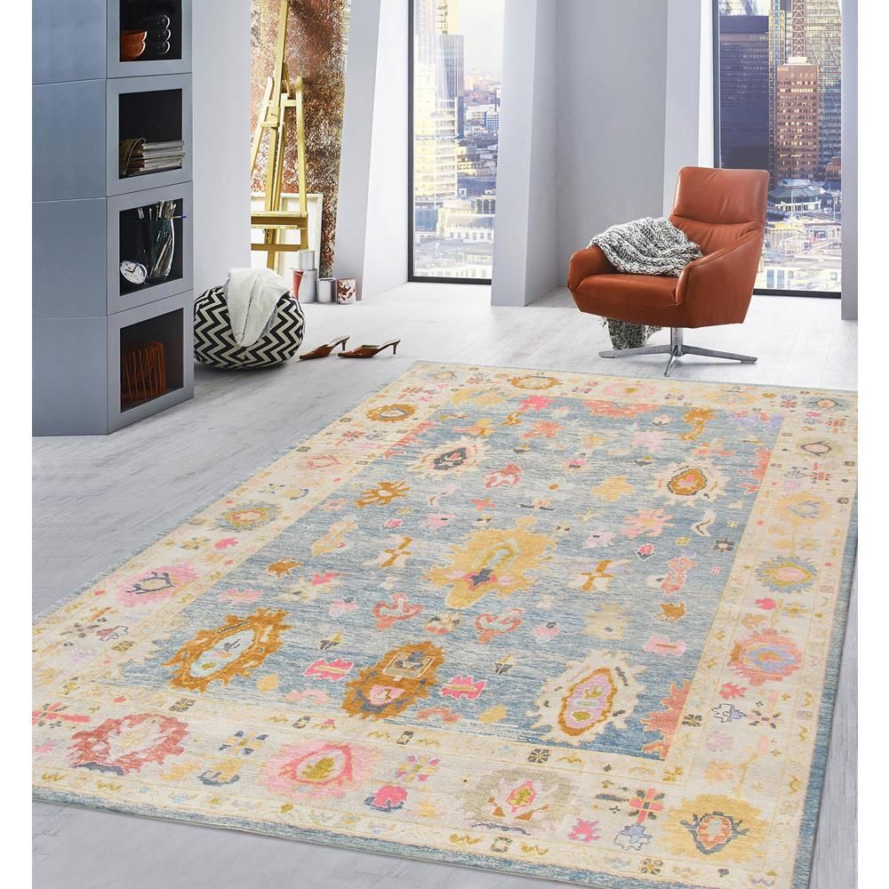 Hand-Knotted L. Blue Wool Area Rug-11' 7'' X 14' 2''