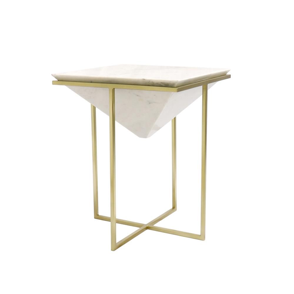 Perama Marble & St. Steel Side Table, White