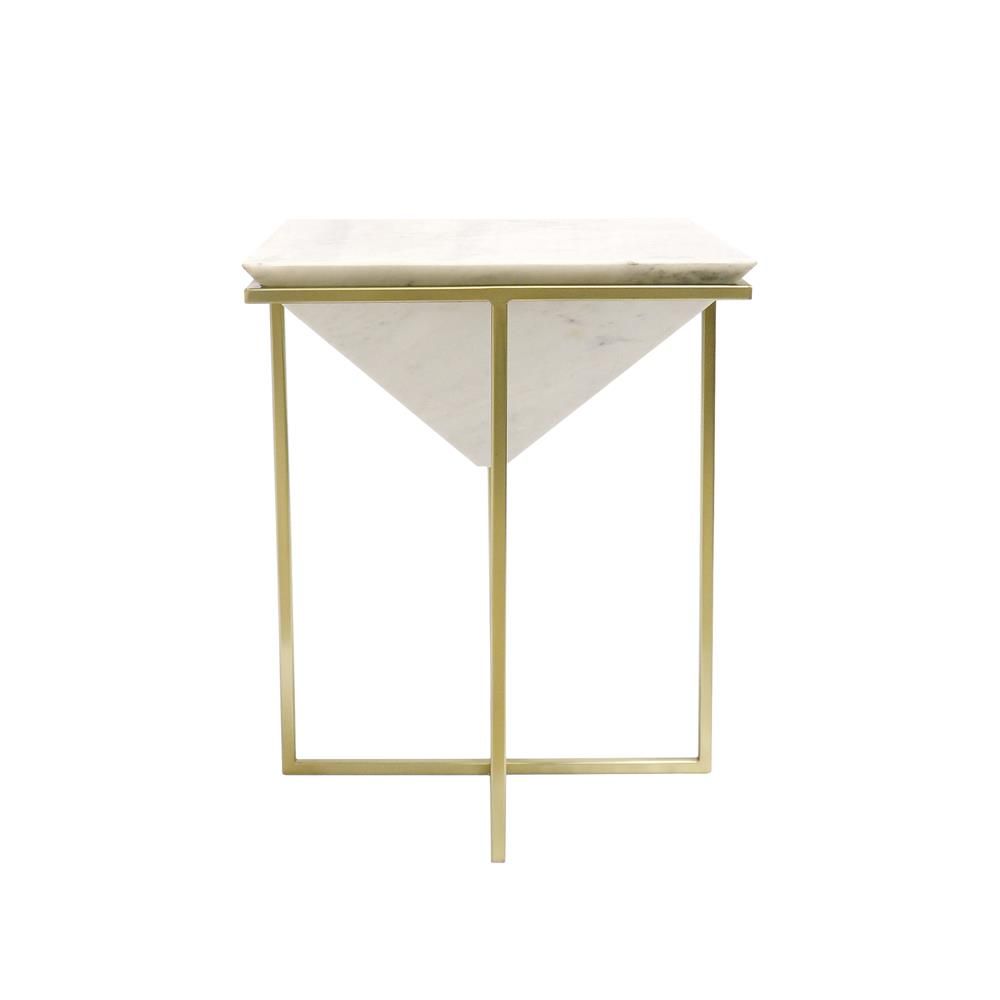 Perama Marble & St. Steel Side Table, White