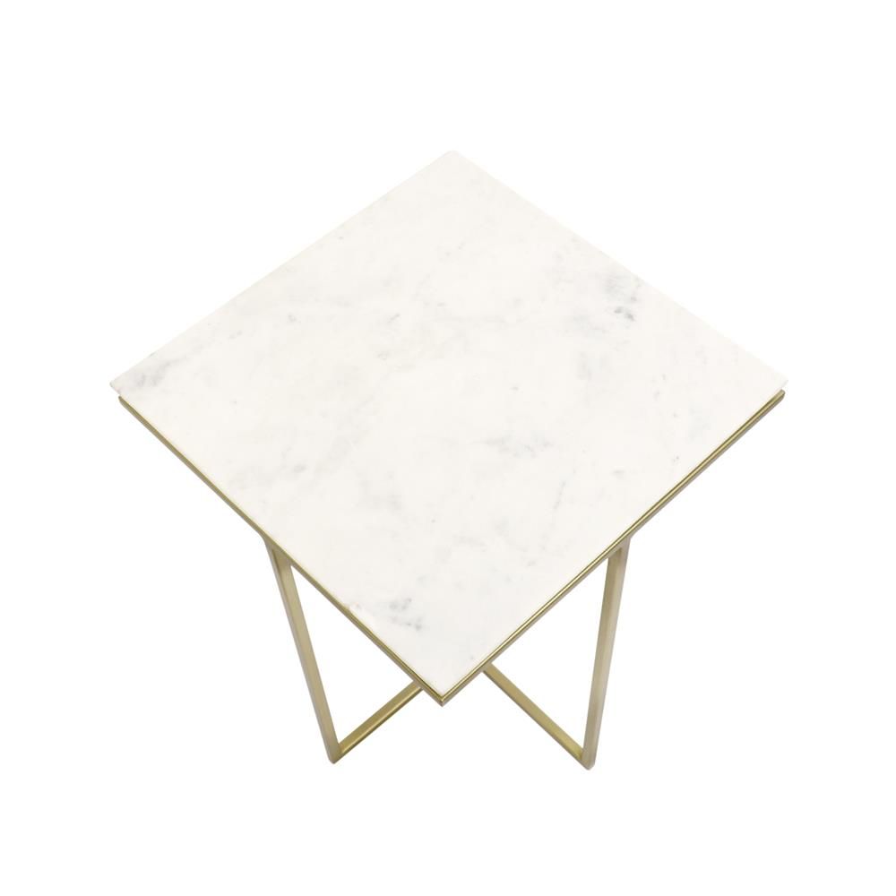 Perama Marble & St. Steel Side Table, White