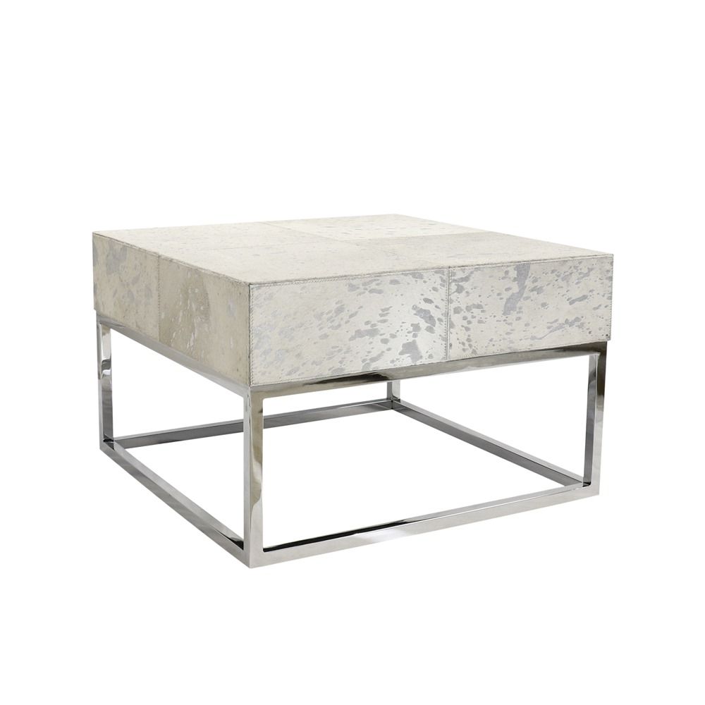 Safari Cowhide & Steel Coffee Table, Silver