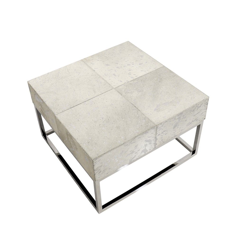 Safari Cowhide & Steel Coffee Table, Silver