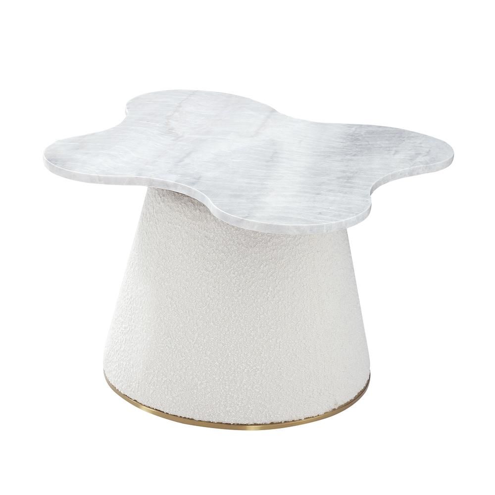 Simona Genuine Marble Top Side Table, Silver