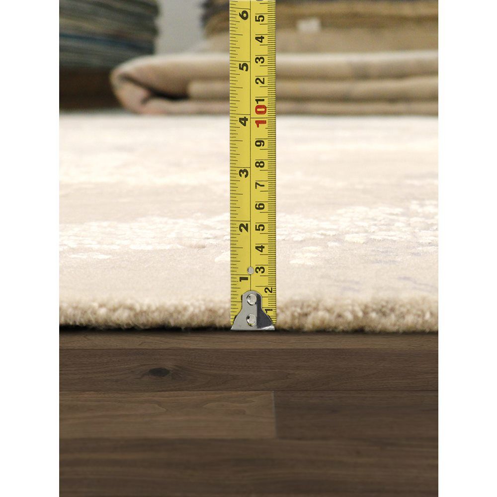 Modern Hand-Knotted Beige Tencel Silk & Wool Area Rug