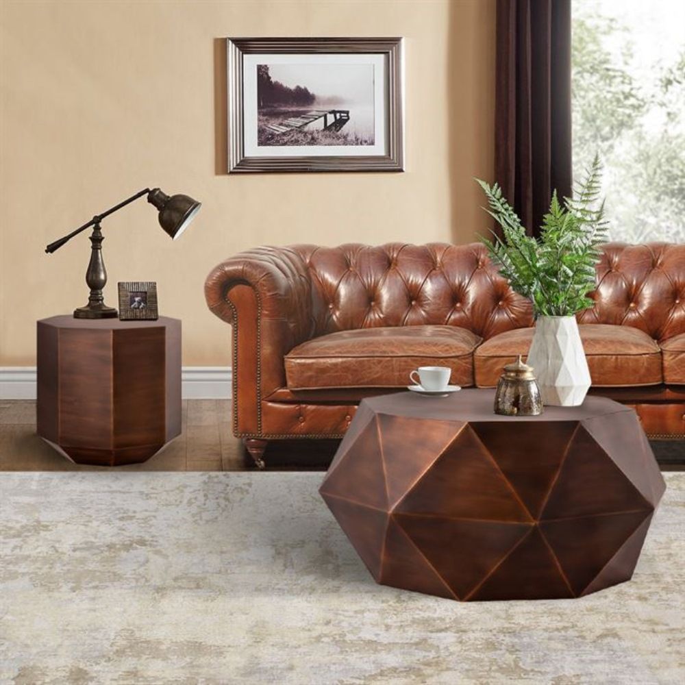 Kronos Iron Coffee Table, Copper