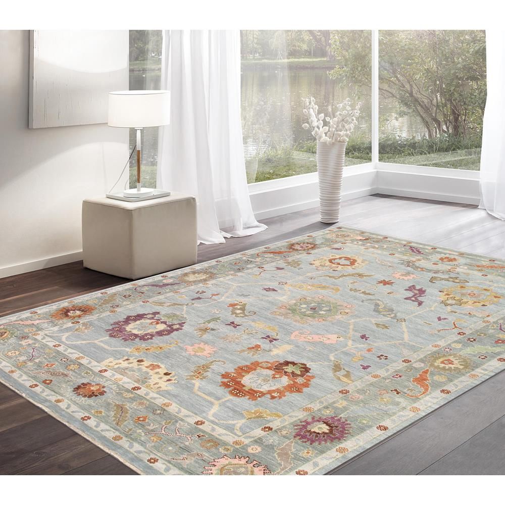 Oushak Wool Blue Area Rug