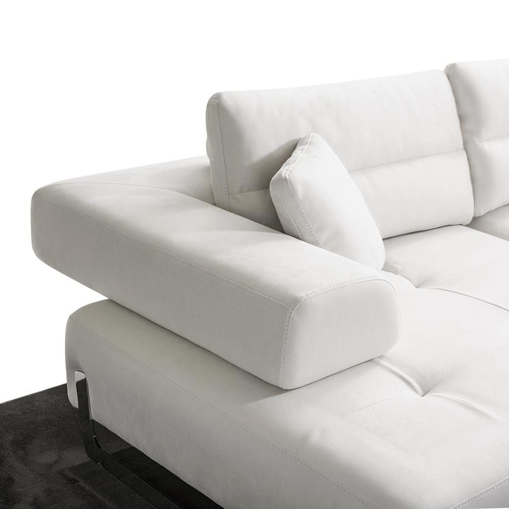 Ravenna Sofa with Sliding Backrest and Armrest, White