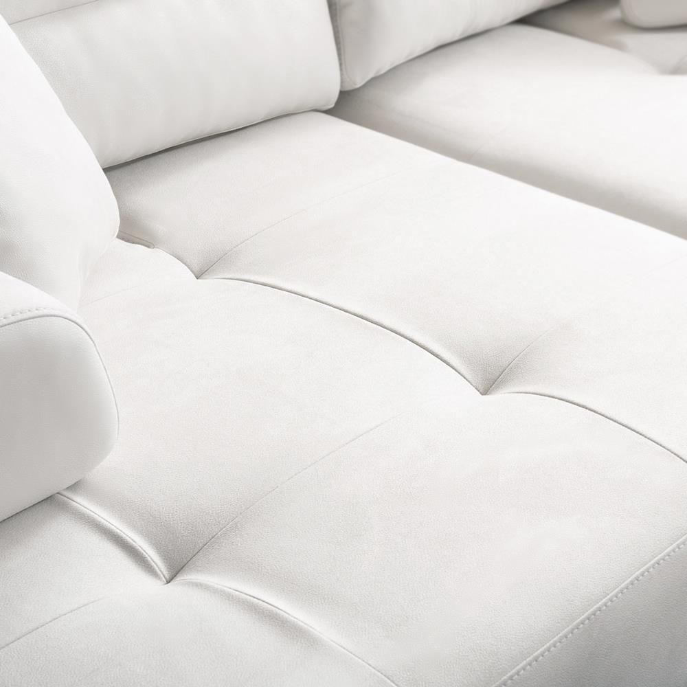 Ravenna Sofa with Sliding Backrest and Armrest, White
