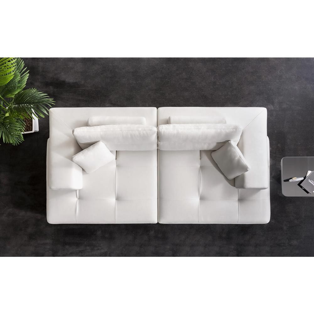 Ravenna Sofa with Sliding Backrest and Armrest, White