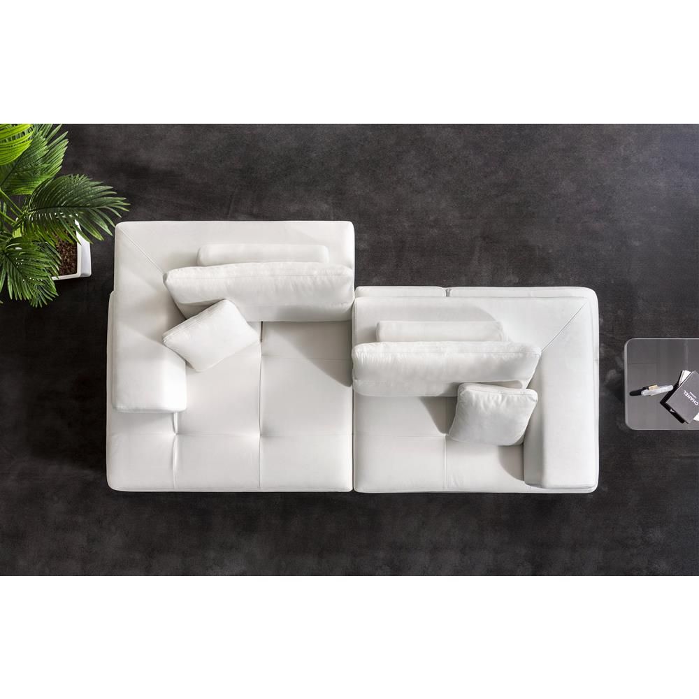 Ravenna Sofa with Sliding Backrest and Armrest, White