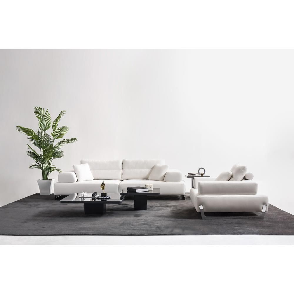 Ravenna Sofa with Sliding Backrest and Armrest, White