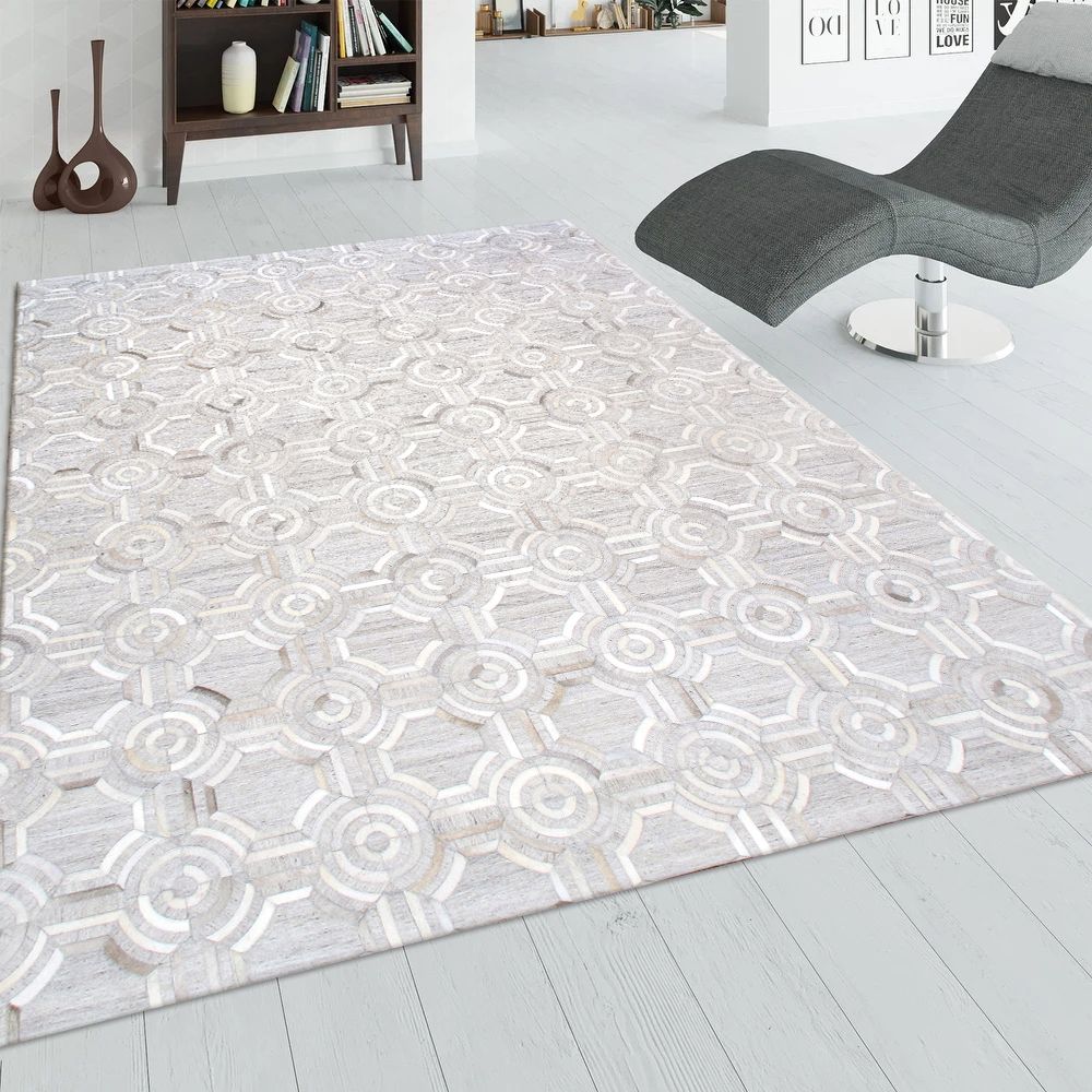 Galaxy Hand-Loomed Cowhide & Sari Silk Area Rug