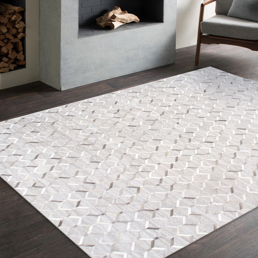 Galaxy Hand-Loomed Cowhide & Sari Silk Area Rug