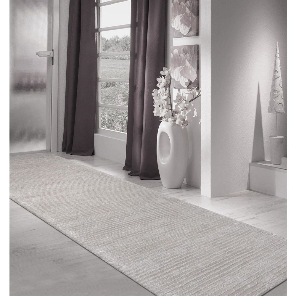 Edgy Collection Wool & Tencel Silk Area Rug Silver/Grey