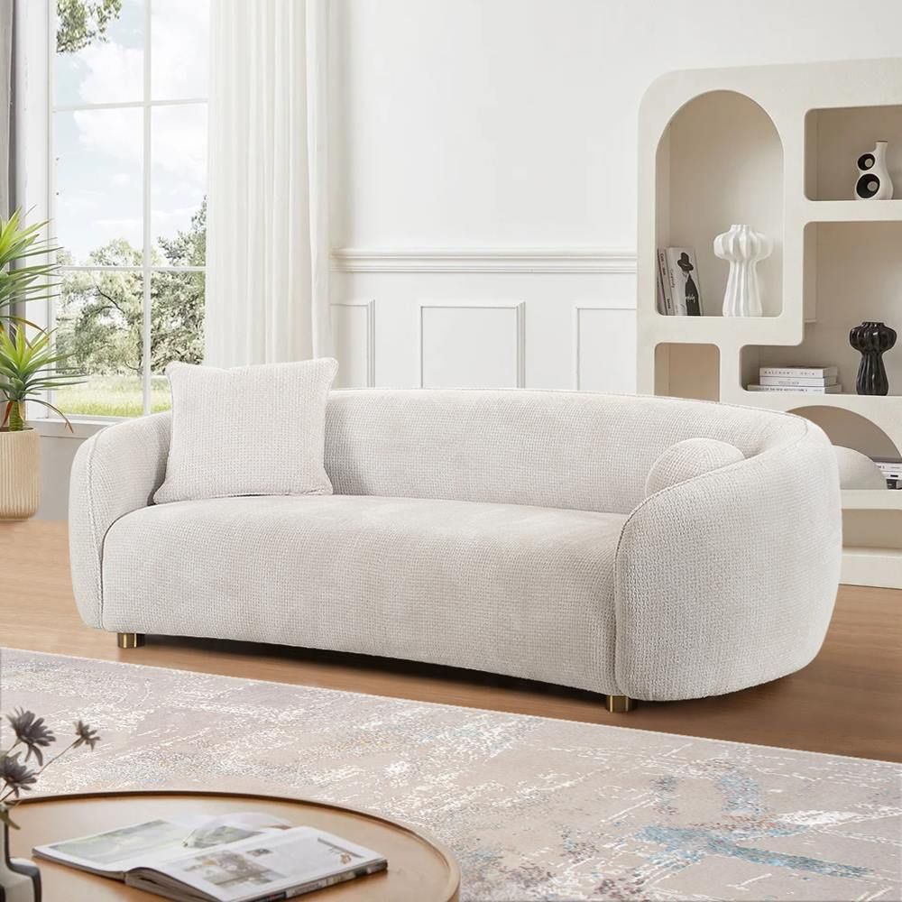 Zarina Loveseat with 2 Pillows, Ivory