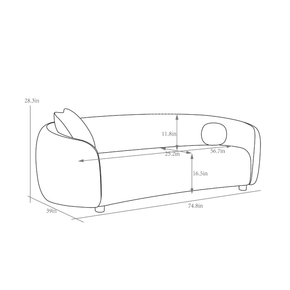 Zarina Loveseat with 2 Pillows, Ivory