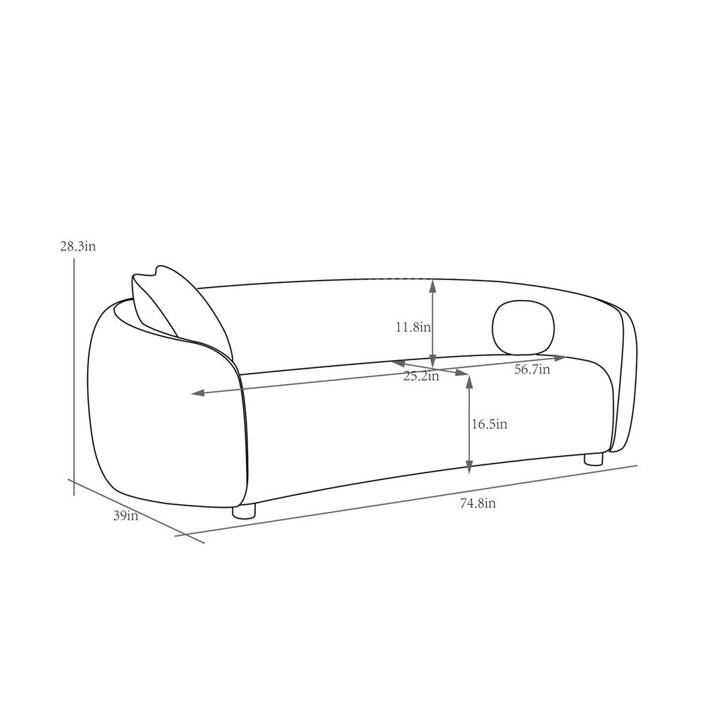 Zarina Loveseat with 2 Pillows, Ivory