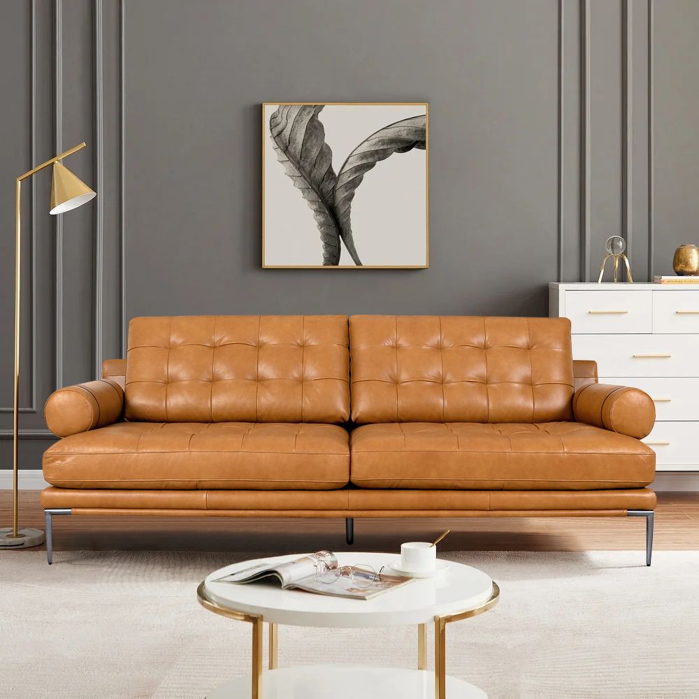 Kimberly Top Grain Leather Sofa, Brown