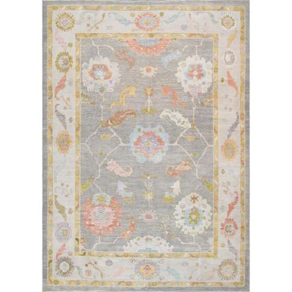 Oushak Hand-Knotted Grey Wool Area Rug-9' 9'' X 13' 8''