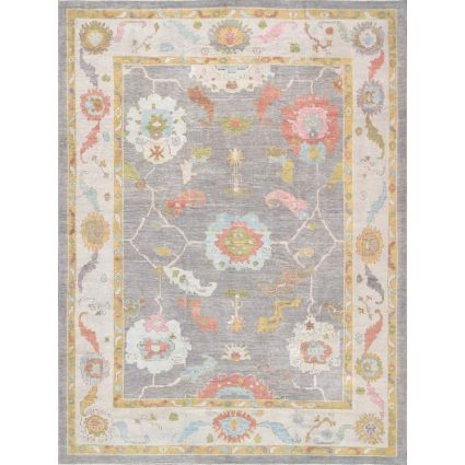 Oushak Hand-Knotted Taupe Wool Area Rug-8'10'' X 12' 0''