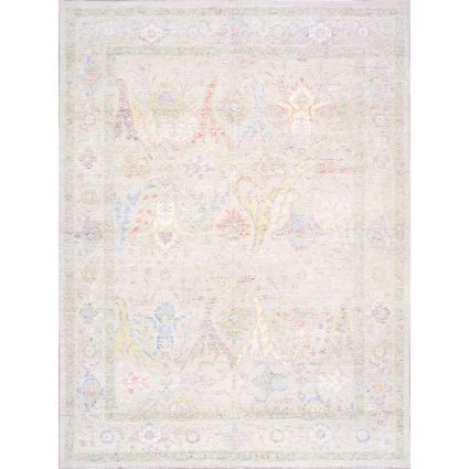 Oushak Hand-Knotted Beige Wool Area Rug-9' 0'' X 12' 2''