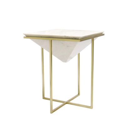 Perama Marble & St. Steel Side Table, White
