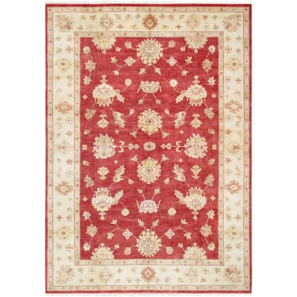 Oushak Hand-Knotted Red Lamb's Wool Area Rug-9'10'' X 13'11''