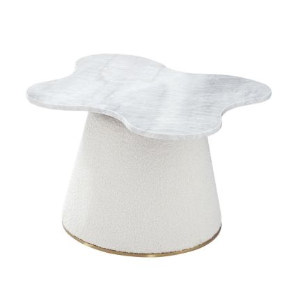 Simona Genuine Marble Top Side Table, Silver