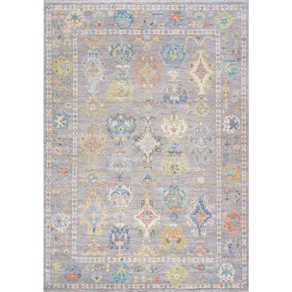 Oushak Hand-Knotted Grey Wool Area Rug-9'11'' X 14' 1''