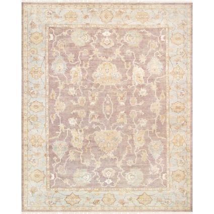 Oushak Hand-Knotted Brown Lamb's Wool Area Rug-9' 3'' X 11'10''